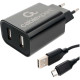 Зарядное устройство Cablexpert, 2хUSB 2.4A + кабель microUSB 1м, [MP3A-PC-35] черный
