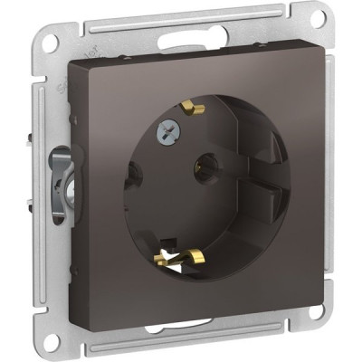 Розетка с/у 2P+E 16A, IP20, Schneider Electric ATLASDESIGN [ATN000643] мокко