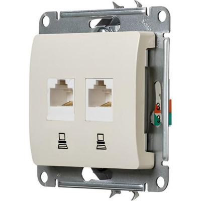 Розетка с/у компьютерная 2xRJ45, IP20, Schneider Electric Glossa [GSL000285KK] бежевый