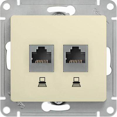 Розетка с/у компьютерная 2xRJ45, IP20, Schneider Electric Glossa [GSL000285KK] бежевый