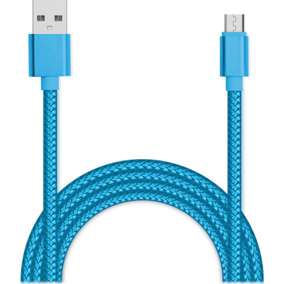 Кабель USB - microUSB, 2.0м, Jet.A [JA-DC22] голубой, в оплетке, 3А, QC3.0
