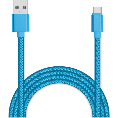 Кабель USB - Type-C, 2.0м, 2А QC3.0, Jet.A [JA-DC32 Blue] в оплетке, голубой