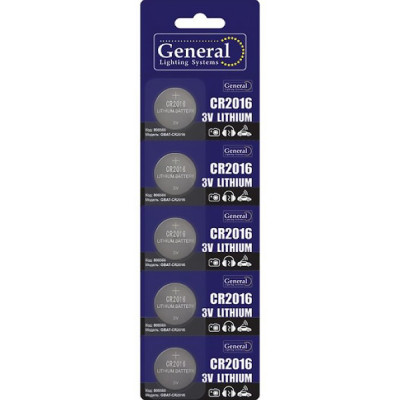Батарейка GENERAL CR2016 [BL5/100] [GBAT-CR2016]