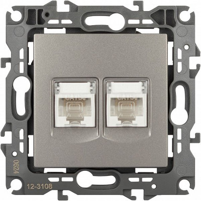 Розетка с/у компьютерная 2xRJ45, ЭРА12 [12-3108-16][10] титан