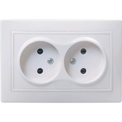Розетка с/у 2x2P 10А, IP20, IEK КВАРТА [ERK23-K01-10-DM] белый