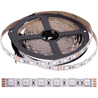 Лента LED 24В IP20 SMD5050  60/м, RGB, 14.4Вт/м, 3М, 5м/ц.1м, 3М скотч, SWG [009271]