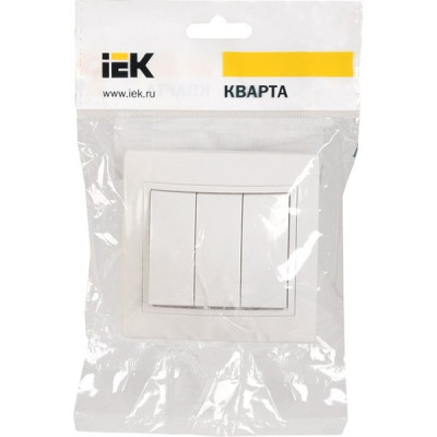 Выключатель с/у 3-кл 10А, IP20, IEK КВАРТА ВС10-3-0-КБ [EVK30-K01-10-DM] белый