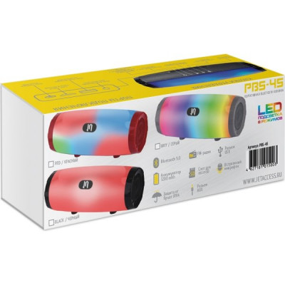 Колонка Jet.A, BT, MP3 microSD, USB, 10W, 1200mAh, черная [PBS-45 Black]