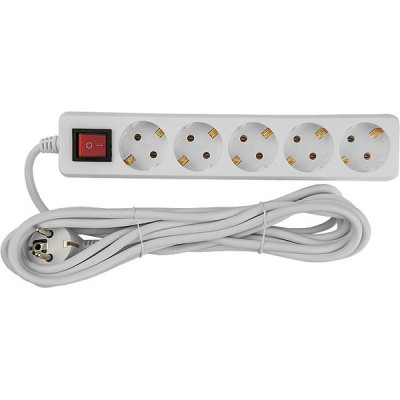 Удлинитель  3м 5 розеток с/з, 16А/3500Вт, ПВС 3х1, GL [GES-16-3x100-5-3m-S]