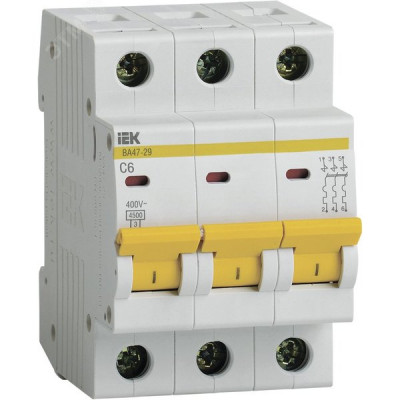 Выключатель автоматический 3п C   6А 4.5кА, IEK ВА47-29 [MVA20-3-006-C]