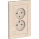 Розетка с/у 2x2P 16A, IP20, в сборе, Schneider Electric ATLASDESIGN [ATN000220] бежевый