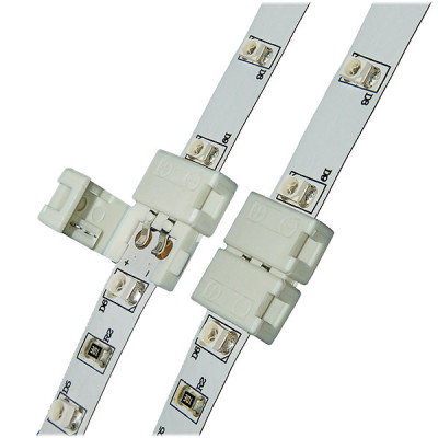 Коннектор для ленты  8мм (SMD3528/2835), 2pin 2-сторонний без провода, Uniel [UTC-L-2/A20-NNN WHITE]