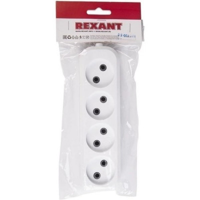 Колодка 4 розетки  6А/1,3кВт без заземления, REXANT [11-8715]