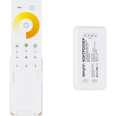 Контроллер ленты LED CCT двухцвет 12/24В, 2*6А, радио пульт сенсорный 11кн и кольцо, Apeyron [04-50]