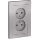 Розетка с/у 2x2P 16A, IP20, в сборе, Schneider Electric ATLASDESIGN [ATN000320] алюминий
