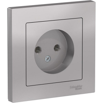 Розетка с/у 2P 16A, IP20, в сборе, Schneider Electric ATLASDESIGN [ATN000340] алюминий