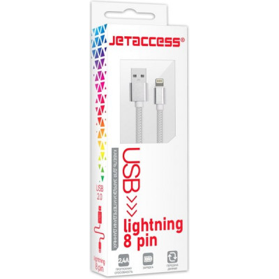 Кабель USB - Lightning, 2.0м, Jet.A [JA-DC44 Black] в оплётке, черный