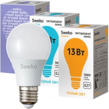Лампа LED E27/A60 груша, 13W, 6500K, 1170Лм, Sweko [42LED-A60-13W-230-6500K-E27-P]