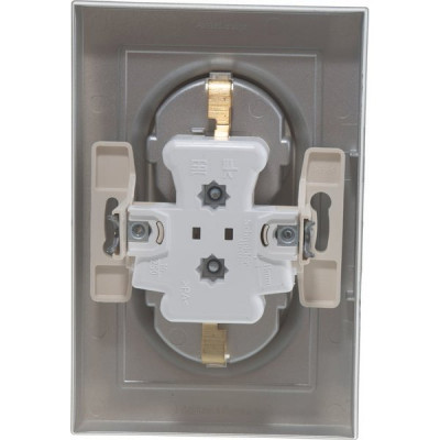 Розетка с/у 2x2P+Е 16A, IP20, со штор., в сборе, Schneider Electric ATLASDESIGN [ATN000326] алюминий