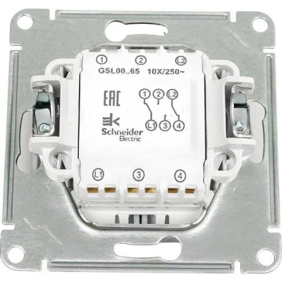 Переключатель с/у 2-кл 10А, IP20, Schneider Electric Glossa [GSL000365] алюминий
