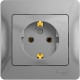 Розетка с/у 2P+E 16A, IP20, в сборе, Schneider Electric Glossa [GSL000342] алюминий