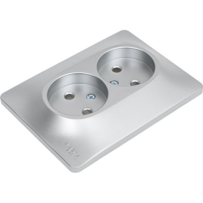Розетка с/у 2x2P 16A, IP20, Schneider Electric Glossa [GSL000320] алюминий