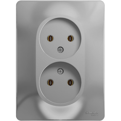 Розетка с/у 2x2P 16A, IP20, Schneider Electric Glossa [GSL000320] алюминий