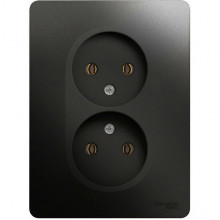 Розетка с/у 2x2P 16A, IP20, Schneider Electric Glossa [GSL000720] антрацит