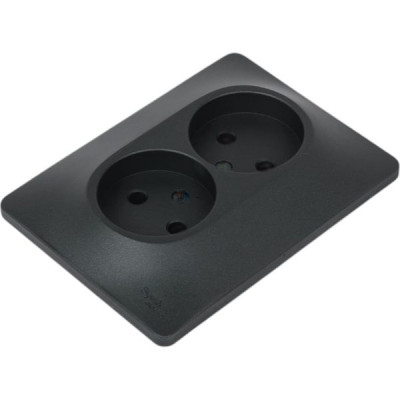 Розетка с/у 2x2P 16A, IP20, Schneider Electric Glossa [GSL000720] антрацит