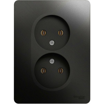 Розетка с/у 2x2P 16A, IP20, Schneider Electric Glossa [GSL000720] антрацит