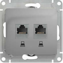 Розетка с/у компьютерная 2xRJ45, IP20, Schneider Electric Glossa [GSL000385KK] алюминий