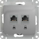 Розетка с/у компьютерная 2xRJ45, IP20, Schneider Electric Glossa [GSL000385KK] алюминий
