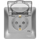 Розетка с/у 2P+E 16А, IP44, с крышкой/шторками, Schneider Electric Glossa [GSL000348] алюминий