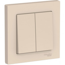 Выключатель с/у 2-кл 10А, IP20, в сборе, Schneider Electric ATLASDESIGN [ATN000252] бежевый