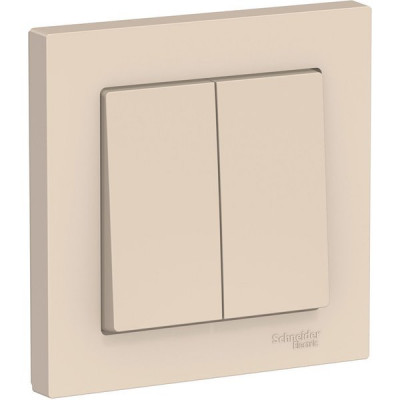 Выключатель с/у 2-кл 10А, IP20, в сборе, Schneider Electric ATLASDESIGN [ATN000252] бежевый