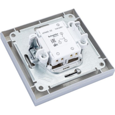 Выключатель с/у 2-кл 10А, IP20, в сборе, Schneider Electric ATLASDESIGN [ATN000352] алюминий