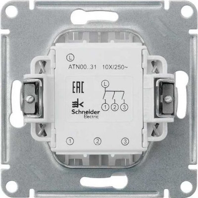 Выключатель с/у 3-кл 10А, IP20, Schneider Electric ATLASDESIGN [ATN000431] жемчуг