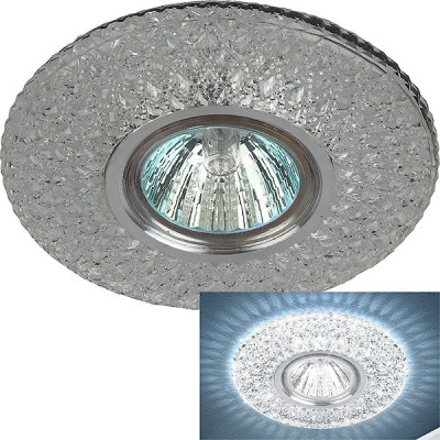 Светильник встраиваемый для ламп GU5.3/MR16, d100/60, с LED подсв., ЭРА [DK LD33 SL/WH][50] прозр