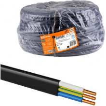 Кабель ВВГнг(А)-LS 3*2,5, плоский, черный, в бухте 90м, TDM [SQ0117-0475] ГОСТ