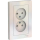 Розетка с/у 2x2P 16A, IP20, в сборе, Schneider Electric ATLASDESIGN [ATN000420] жемчуг