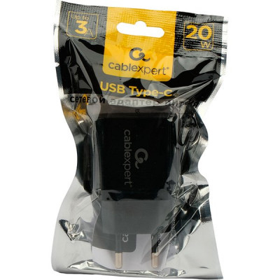 Зарядное устройство Cablexpert, 3А, Type-C QC3.0+PD20W [MP3A-PC-45] черный