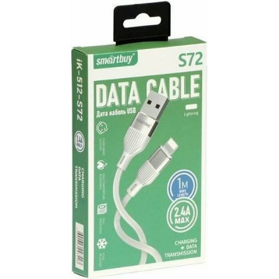 Кабель USB - microUSB, 1.0м, 2.4A, SmartBuy [iK-12-S72w] белый