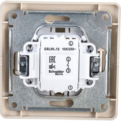 Выключатель с/у 1-кл 10А, IP20, в сборе, Schneider Electric Glossa [GSL000212] бежевый