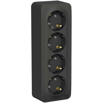 Розетка о/у 4x2P+E 16А, со шторками, изол.пл., Schneider Electric Blanca [BLNRA011416] антрацит