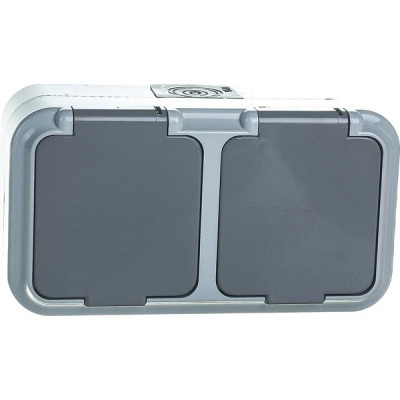 Розетка о/у 2x2P+E 16А, IP54, с крышкой, 