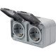 Розетка о/у 2x2P+E 16А, IP54, с крышкой, 