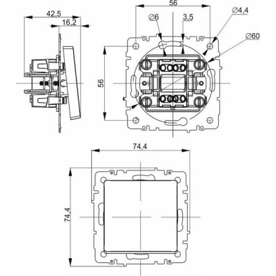 Выключатель с/у 3-кл 10А, IP20, IEK BRITE [BR-V30-0-10-K01] белый
