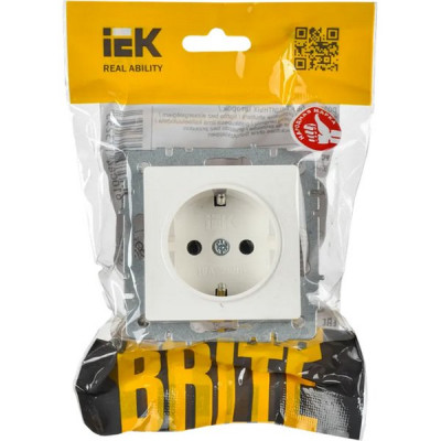 Розетка с/у 2P+E 16A, IP20, IEK BRITE [BR-R11-16-K01] белый