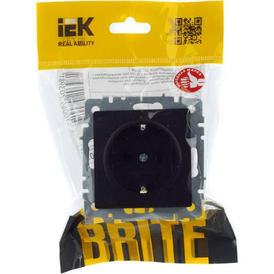 Розетка с/у 2P+E 16A, IP20, IEK BRITE [BR-R11-16-K02] черный