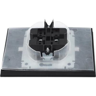 Розетка с/у 2x2P+E 16A, IP20, в сборе, со шторками и крышкой, IEK BRITE [BR-R26-16-44-K02-F] черный